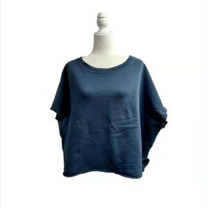 Frank & Eileen Olive Short Sleeve Original Capelet Sweatshirt Navy Blue One Size